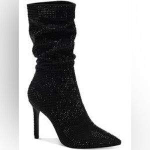 Thalia Sodi Womens Raquell Pointed Toe Rhinestones Mid-Calf Boots